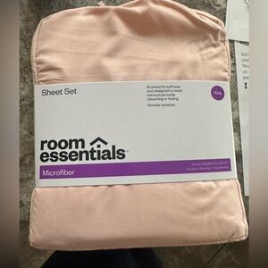 Brand new microfiber Room Essentials light pink King sheet set 4 pieces